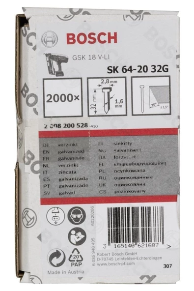 Bosch GNH 18v-64 M Uyumlu Başsız Çivi 32mm 2000 Ad - 2