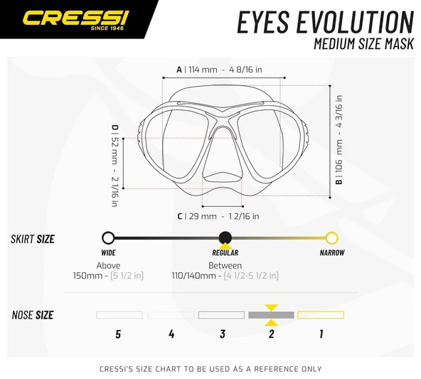 Cressi Eyes Evolution Crsytal Maske Hypoalerjik siliko şeffaf siyah - 5