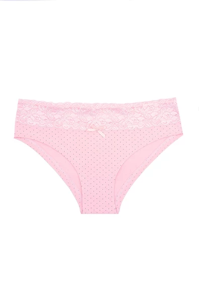 Pudra Mor Beli Dantelli  2li Hipster Külot - Resim 2