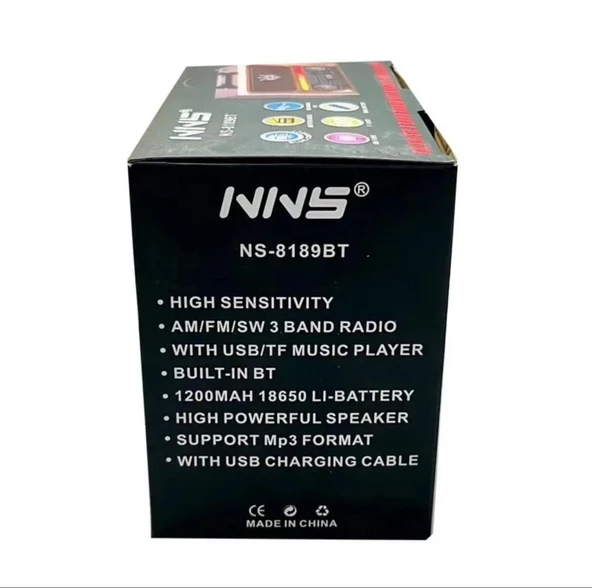 NNS Ns-8189 Usb / Tf Kart / Fm Retro Taşınabilir Bluetooth Hoparlör - 5