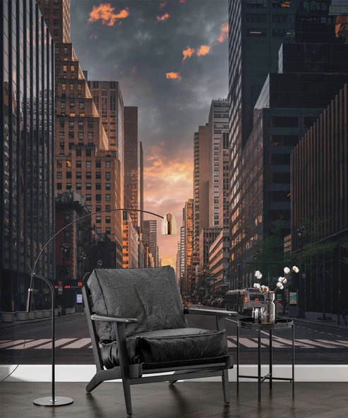 Sokak ve Yaya geçiti Temalı Duvar Kağıdı Baskı - Resim 6