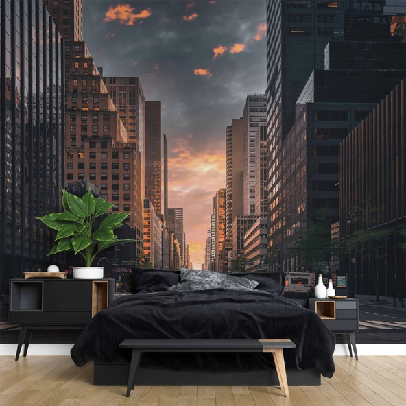 Sokak ve Yaya geçiti Temalı Duvar Kağıdı Baskı - Resim 2