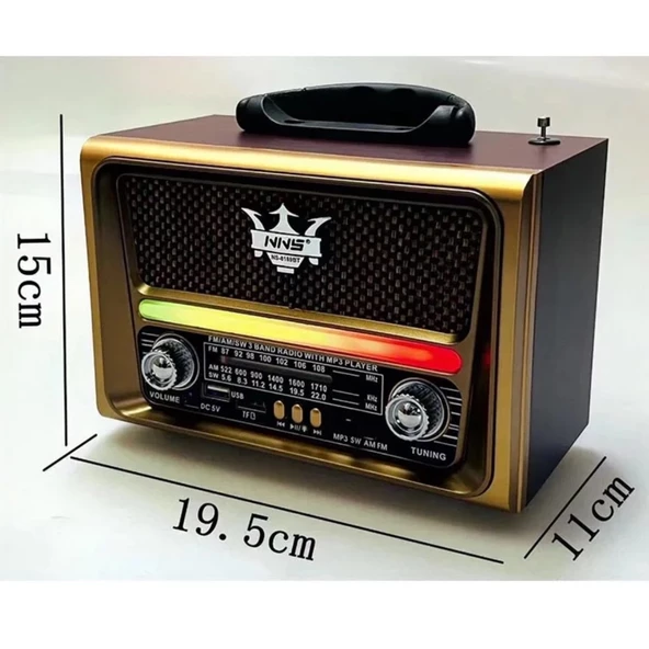 NNS Ns-8189 Usb / Tf Kart / Fm Retro Taşınabilir Bluetooth Hoparlör - 3