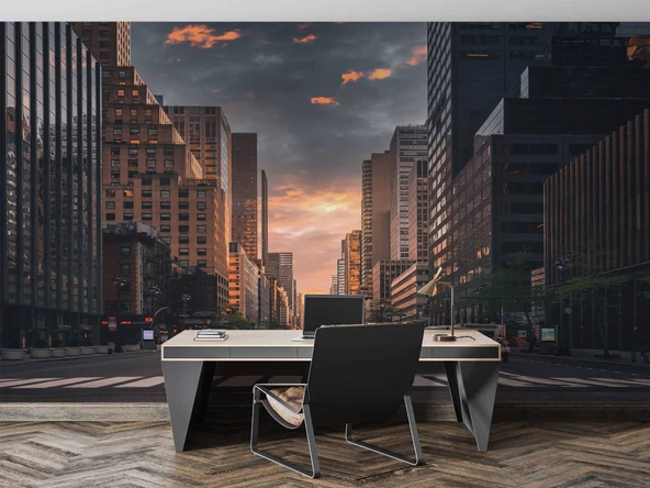 Sokak ve Yaya geçiti Temalı Duvar Kağıdı Baskı - Resim 4