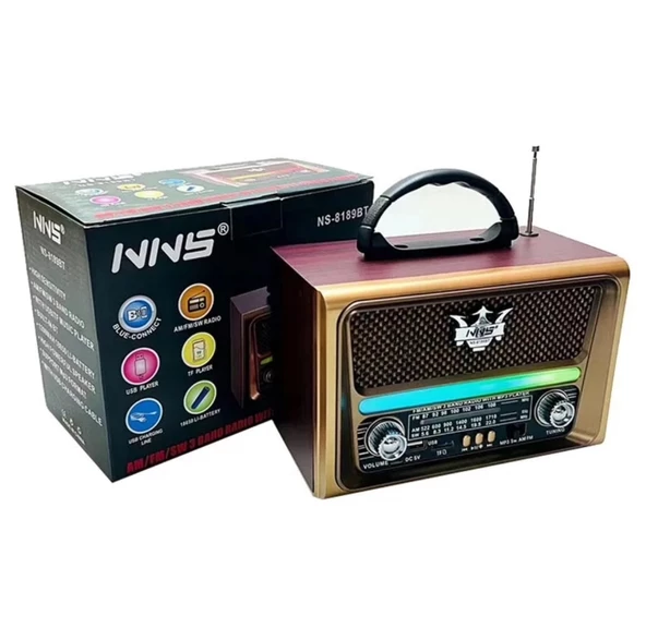 NNS Ns-8189 Usb / Tf Kart / Fm Retro Taşınabilir Bluetooth Hoparlör - 2