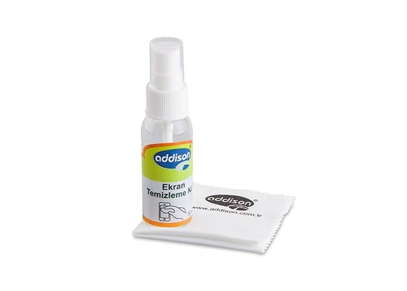 Ekran Temizleme Seti Pc-Tv-Cep Tel Sprey 30 ML. Mikrofiber Bez Addison ADS01 - Resim 2