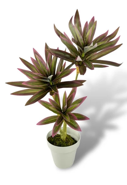 Nettenevime Yapay Çiçek Pembe Yukka Ağacı 60cm 3Dal Salon Çiçeği Beyaz Saksılı Yapay Bitki - Resim 5