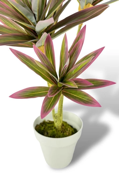 Nettenevime Yapay Çiçek Pembe Yukka Ağacı 60cm 3Dal Salon Çiçeği Beyaz Saksılı Yapay Bitki - Resim 6