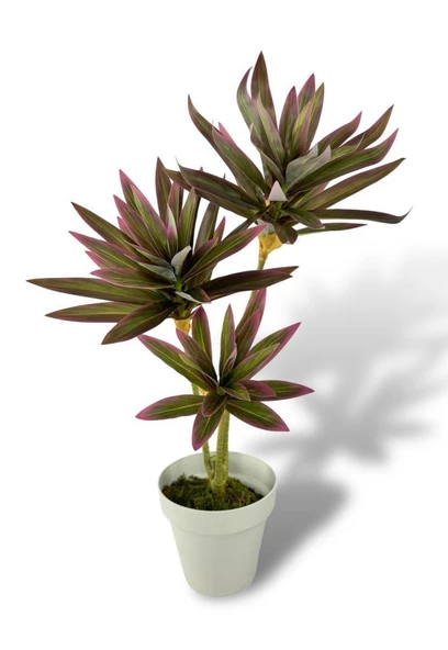 Nettenevime Yapay Çiçek Pembe Yukka Ağacı 60cm 3Dal Salon Çiçeği Beyaz Saksılı Yapay Bitki - Resim 8