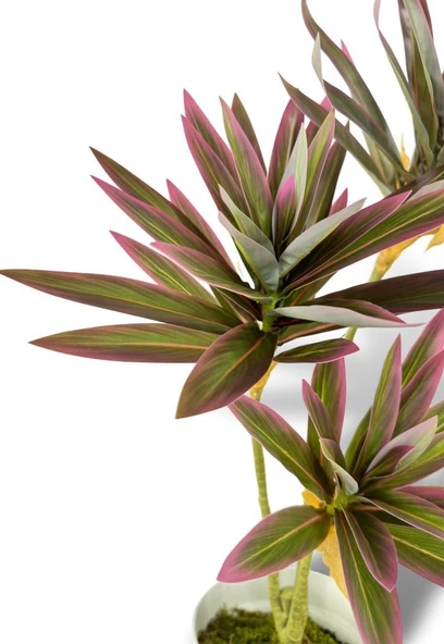 Nettenevime Yapay Çiçek Pembe Yukka Ağacı 60cm 3Dal Salon Çiçeği Beyaz Saksılı Yapay Bitki - Resim 7