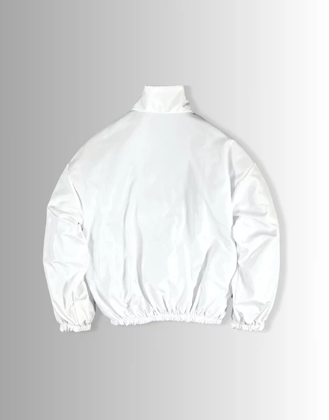 Dijital Baskılı Zip Unisex Ceket Beyaz - 2