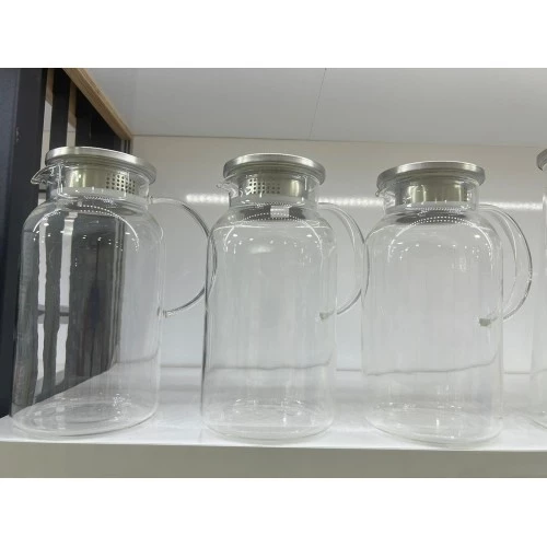 1500 ml Borosilikat Cam Su Sürahisi - Metal Kapaklı ve Isıya Dayanıklı - 3