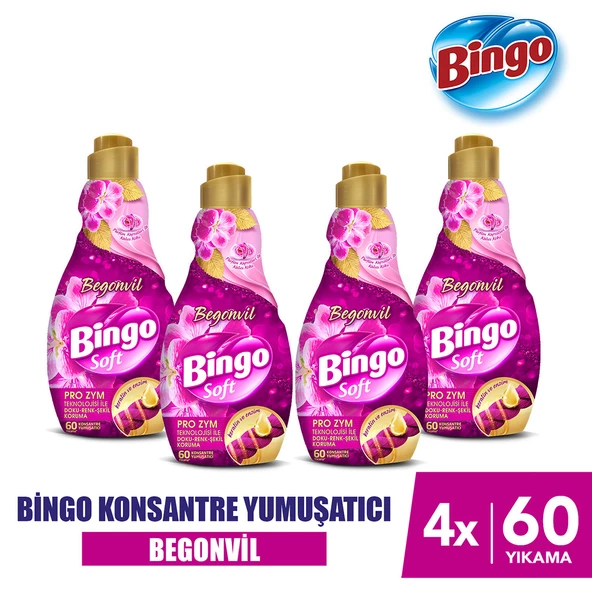 Bingo Soft Konsantre Çamaşır Yumuşatıcısı Begonvil 1440 ml X 4 Adet