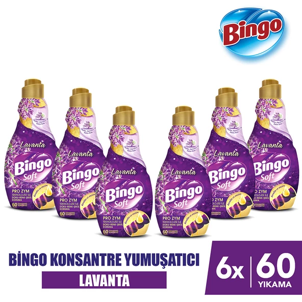 Bingo Soft Konsantre Çamaşır Yumuşatıcısı Lavanta 1440 ml X 6 Adet