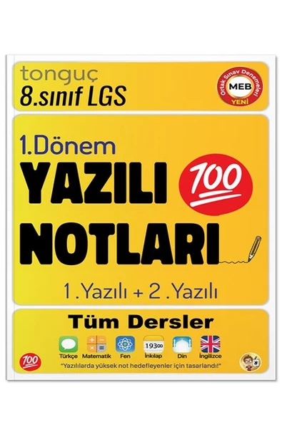 8. Sınıf 1. Dönem Yazılı Denemeleri ve Yazılı Notları - Tonguç Yayınları - 2