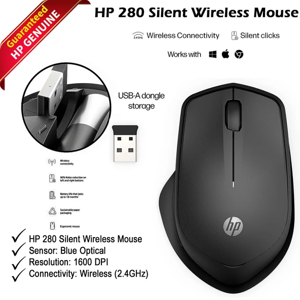 HP 19U64AA 280 Kablosuz Fare Siyah