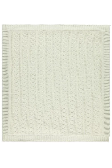 At Kuyruğu Desenli Triko Battaniye (krem / 75x95) Çizgili Yün Solmaya Dayanıklı Tekli - 2