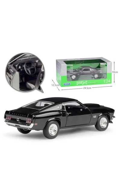 1969 Ford Mustang 429 Siyah 1:24 Model Araba - 4