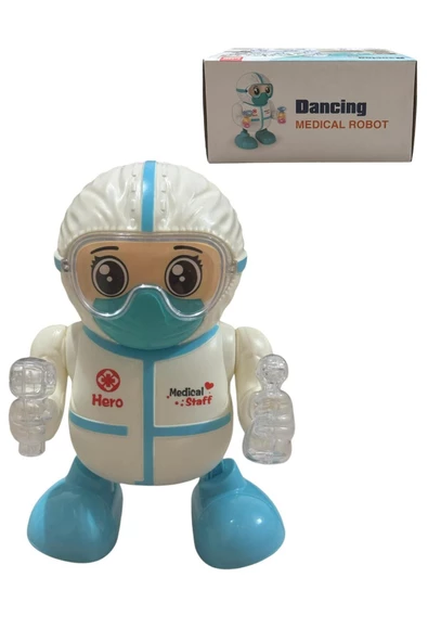 Robot Pilli Işıklı Sesli Müzikli Medical Dancing Robot 18 CM