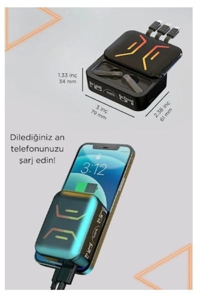 Huawei Nova 10 Pro Uyumlu M80 Powerbank ve Anc özellikli bluetooth kulaklık - Resim 3