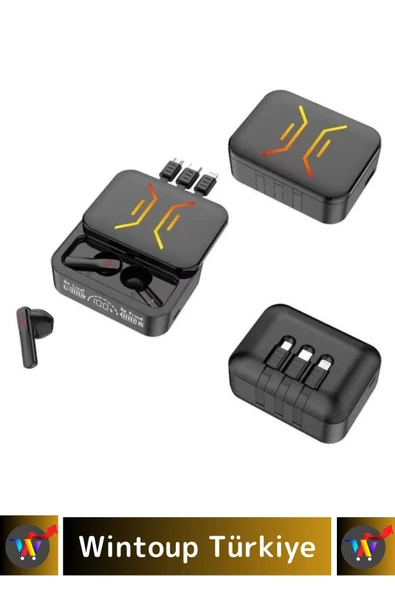 Premium iPhone 16 Pro Max Uyumlu Powerbankli Led Göstergeli Dokunmatik Kulak İçi Bluetooth Kulaklık - Resim 3