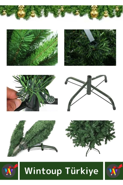 Premium Yüksek Kaliteli Sabitleyici Ayaklı New Year Parti Noel 180 Cm X 330 Dal Yılbaşı Çam Ağacı - Resim 5