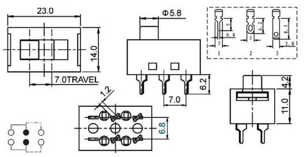 ÇETİNLER Sürgülü Anahtar 6 Kontak 0-1 220v 8A - 5