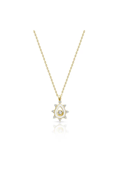 Damla Mineli Tek Taşlı Altın Kolye ürün görseli 1