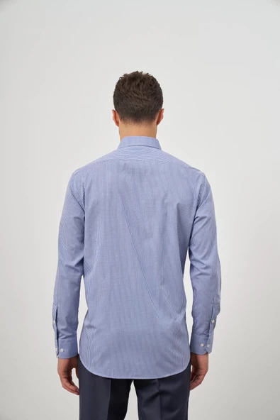 Saks Uzun Kol Kareli Desen Yarım İtalyan Cepli Classic Comfort Fit Gömlek 1004245187 - Resim 7