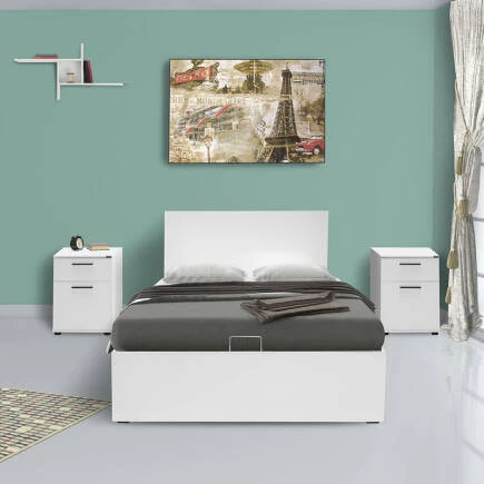 Tek Kişilik Bazalı Karyola-Lake Beyaz 127x90x207 cm (GxYxD) - 9