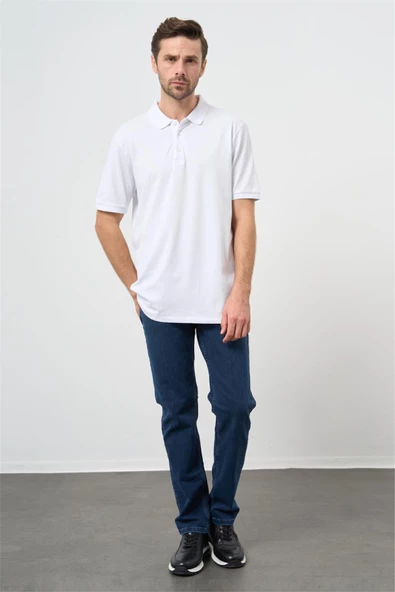 Beyaz Kısa Kol Düz Pike Polo Yaka Casual Slim Fit Tişört 1011240900 - 4