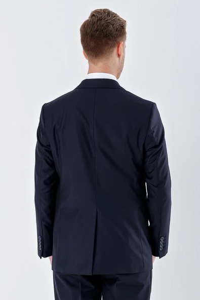 Lacivert Gabardin Mono Yaka 6 Drop Comfort Fit Rahat Kesim Basic Takım Elbise 1001245010 - 7