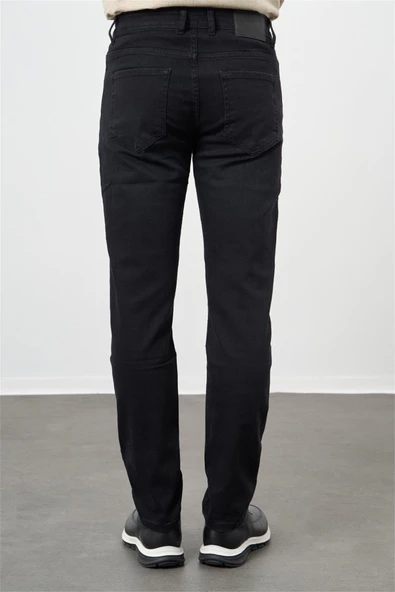 Siyah Düz Gabardin Slim Fit Casual Denim Pantolon 1023245153 - Resim 3