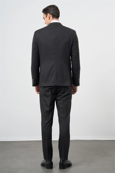 Siyah Düz Mono Yaka Çift Yırtmaç 2 Düğme 6 Drop Comfort Fit Classic Takım Elbise 1001245167 - 4