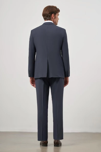 Koyu Lacivert Kendinden Mono Yaka 2 Düğme 6 Drop Comfort Fit Classic Takım Elbise 1001240189 - 7