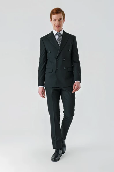 Siyah Bez Ayağı Kılıç Yaka Tam Astar Esnek 6 Drop Slim Fit Classic Takım Elbise 1001245172 - 5