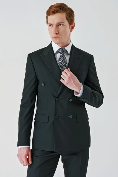 Siyah Bez Ayağı Kılıç Yaka Tam Astar Esnek 6 Drop Slim Fit Classic Takım Elbise 1001245172 - 4
