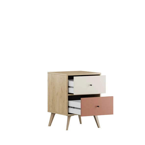 Terra 2 Çekmeceli Komodin-Florida Meşe/Karışık Renk 44x61x44 cm - 10