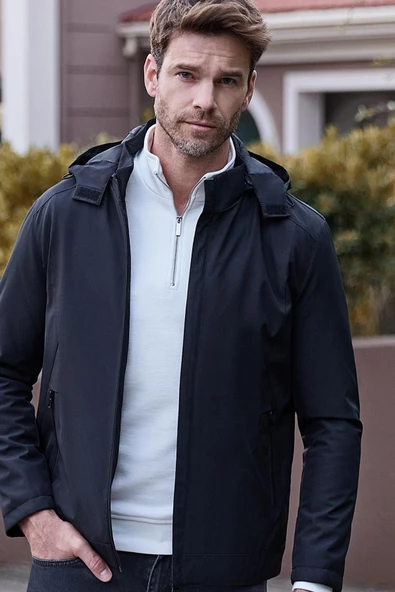 Beyaz Örme Hakim Yaka Pamuklu Casual Slim Fit Dar Kesim Sweatshirt 1013245151