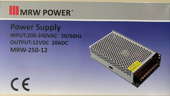 12 VOLT 20 AMPER METAL KALIN KASA ADAPTÖR MRW-250-12-MERVESAN