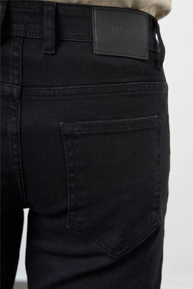 Siyah Düz Gabardin Slim Fit Casual Denim Pantolon 1023245153 - Resim 4