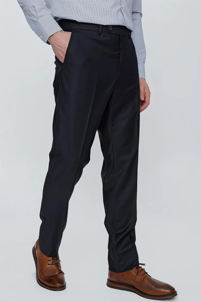 Lacivert Esnek Yandan Cepli Slim Fit Classic Pantolon 1003245013