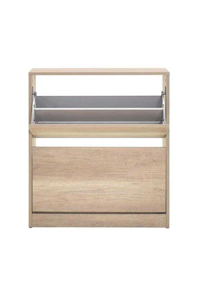 Flat Duo 2 Katlı Geniş Ayakkabılık-açık Ceviz(tori) 73x84x26 Cm (gxyxd) - 4