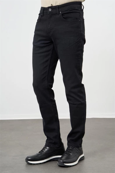 Siyah Düz Gabardin Slim Fit Casual Denim Pantolon 1023245153 - Resim 2