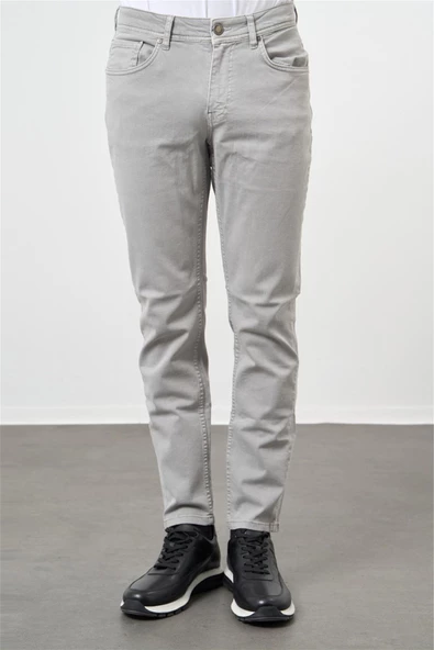 Gri Pamuklu 5 Cep Casual Slim Fit 5 Cep Pantolon 1003240319 - 2