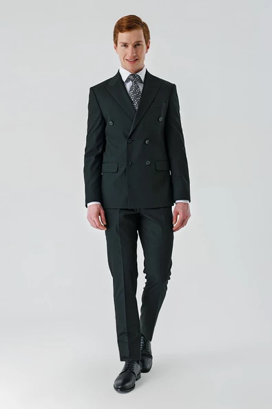 Siyah Bez Ayağı Kılıç Yaka Tam Astar Esnek 6 Drop Slim Fit Classic Takım Elbise 1001245172 - 3