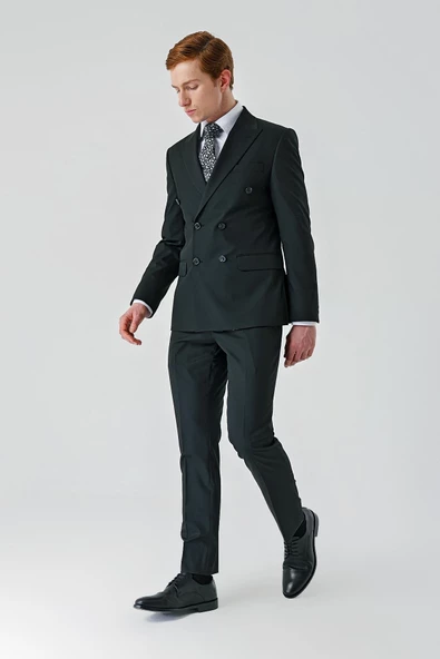 Siyah Bez Ayağı Kılıç Yaka Tam Astar Esnek 6 Drop Slim Fit Classic Takım Elbise 1001245172 - 7