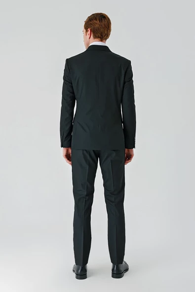 Siyah Bez Ayağı Kılıç Yaka Tam Astar Esnek 6 Drop Slim Fit Classic Takım Elbise 1001245172 - 9