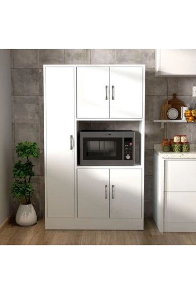 AYMOBSAN RİVA 5 KAPAKLI ÇOK AMAÇLI DOLAP MUTFAK&BANYO DOLABI,KİLER BEYAZ - 3