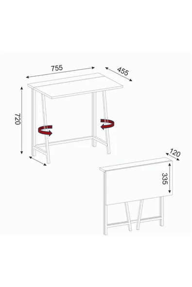 Sonata Katlanır Pratik Çalışma Masası Bilgisayar Masası Çizim  Masası Sis Gri - 3